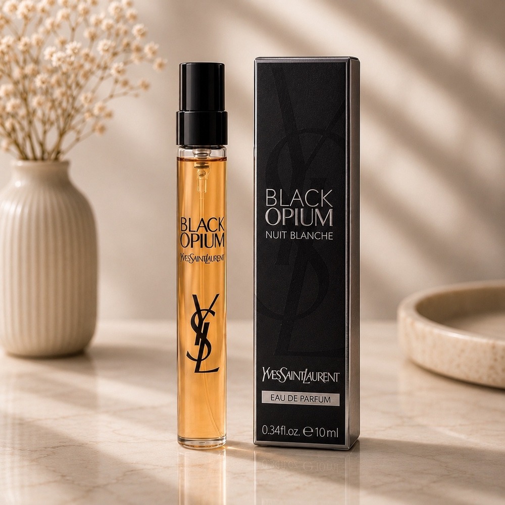 Yves YSL Black Opium Nuit Blanche Eau de Parfum Refillable Travel Spray 10mL